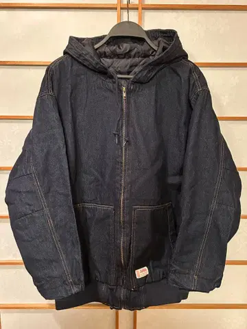 JAVA 안감 퀼팅 후드 블루종