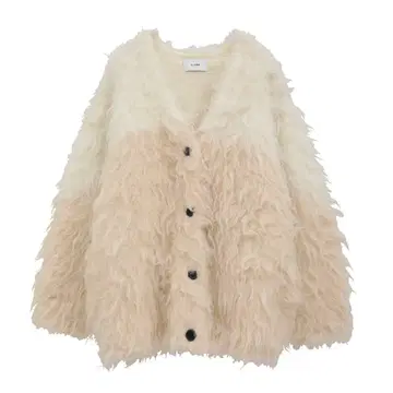 클라네 BI COLOR SHAGGY KNIT CARDIGAN 샤기 가디건