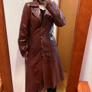 genuine leather 가죽 롱 코트 브라운 천연 가죽(초특가)