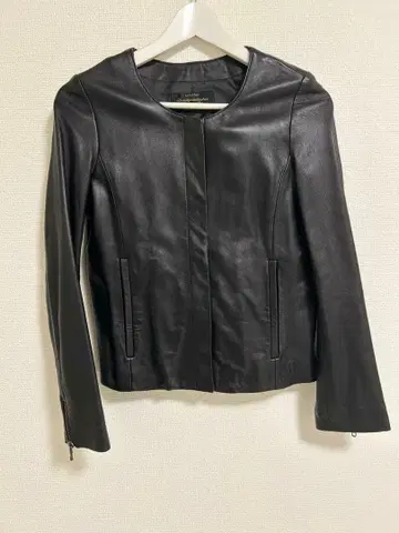 나노 유니버스 라무 가죽 자켓 노카라 블랙