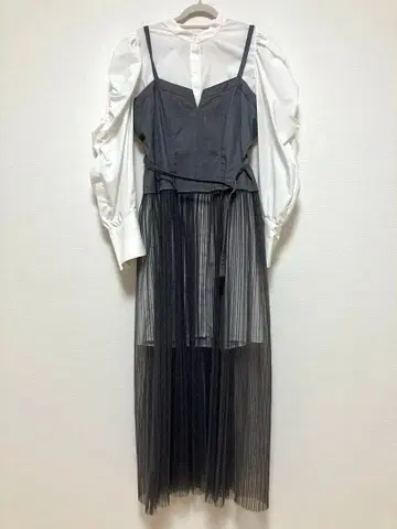 릴리 브라운 코르셋 튤 콤비 원피스 그레이