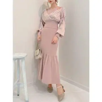 dazzlin 새틴 도킹 리본 2피스 원피스