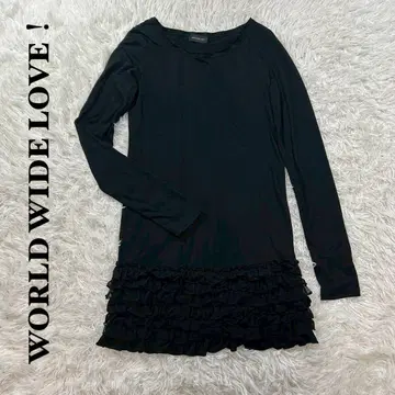 [ 기간 한정 판매 ] WORLD WIDE LOVE! 블랙 긴팔 원피스