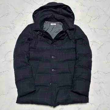 레어 쉽스 SHIPS 울 다운 자켓 네이비 체크 사이즈 L