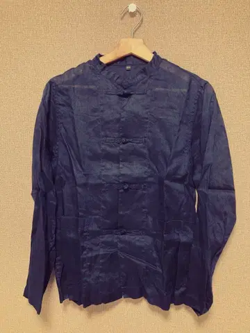 프렌치 린넨 워싱 매듭 단추 스탠드 칼라 셔츠 XXS-XS