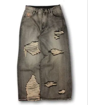 GALFY-G 로고 낡은 배기 데님 대형견