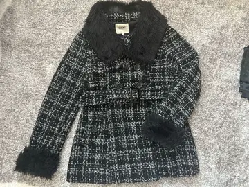 OZOC 트위드 퍼 숏코트