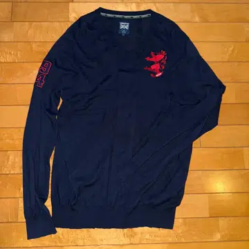 Admiral 네이비 V넥 스웨터 남성용 L