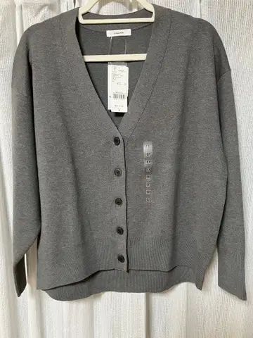 맨투맨 라이크 V넥 가디건 미들 그레이