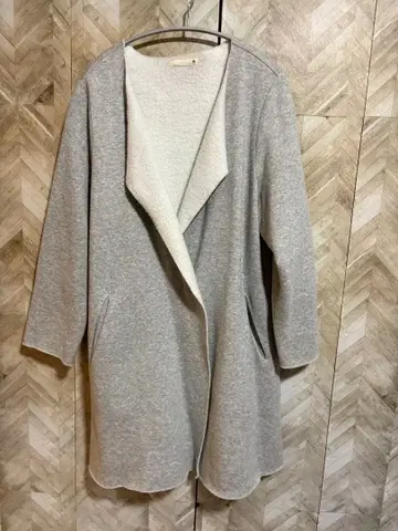 그레이 플리스 롱 코트