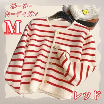 여성용 남녀 공용 보더 니트 가디건 가을/겨울 한국 빨간색 네이비