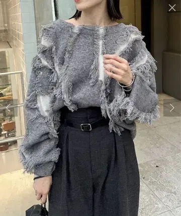 mystic 프린지 니트 그레이 니트 스웨터 mline