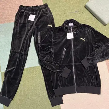 PUMA 블랙 벨벳 맨투맨 세트