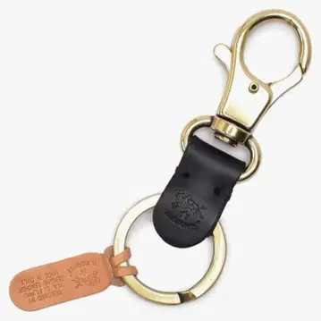 일비종떼 블랙 가죽 키링 골드 금장 장식
