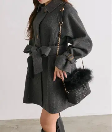 올리브 데 올리브 미들 코트 차콜 그레이