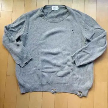 vendor things 데미지 가공 리브 니트 L