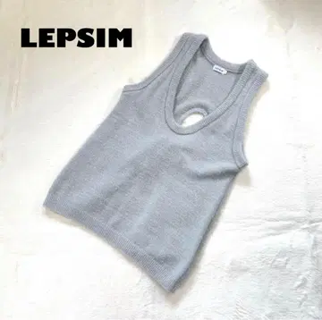 새상품급 렙심 니트 베스트 라메 니트 리본 체형 커버 실버