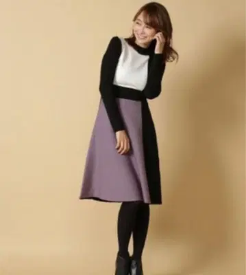 And Couture 배색 인터샤 원피스