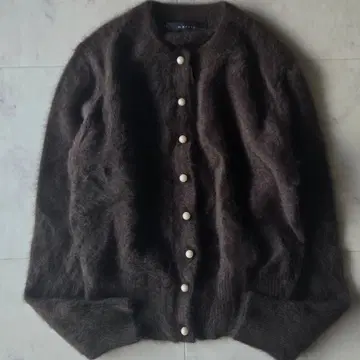 새상품급 마르티니크 니트 가디건 폭스 캐시미어 브라운 펄