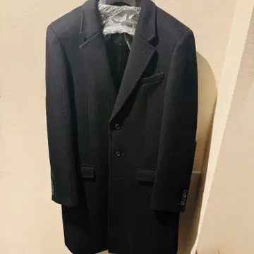 블랙 체스터 코트 더블 버튼 라벨리스 길드 프라임