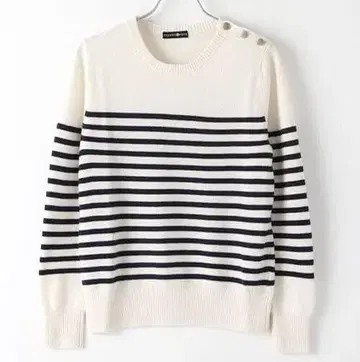 타카시마야 어깨 버튼 부착 보더 스웨터 캐시미어 100% 니트 M