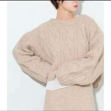 plage 알파카 네이비 케이블 숏 풀오버