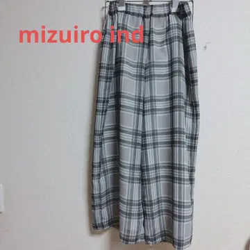 미즈이로 인드 체크 팬츠 mizuiro ind 그린 루즈핏