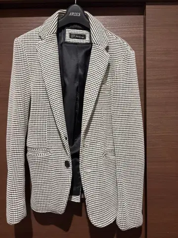 V-men 테일러드 자켓 화이트 블랙 체크