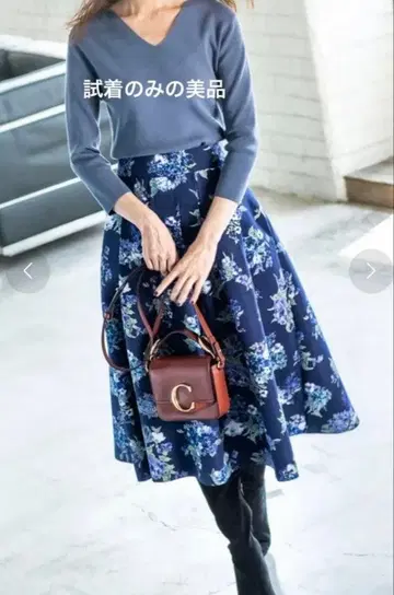 쿠미쿄쿠 초미품 시착만 한 상품 부케 플라워 프린트 랜덤 턱 스커트