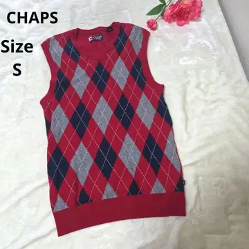[ 인기 CHAPS ] 빨간색 아가일 슬리브리스 니트 베스트 사이즈 S
