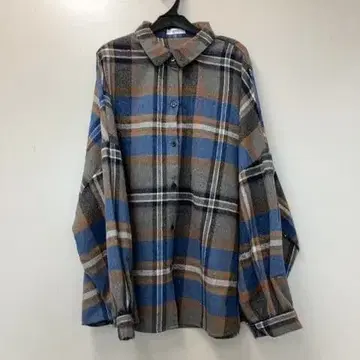 시마무라 nozomi 콜라보 두꺼운 소재 체크 셔츠 블루 L 사이즈