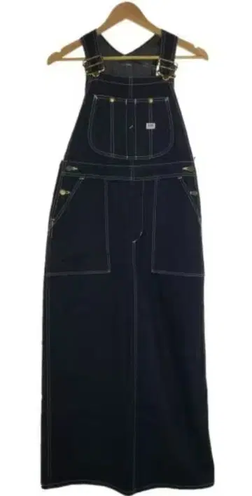 새상품급 LEE 오버롤 스커트 롱 다크 네이비 데님 살로펫 네이비