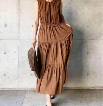 SLOW 23구 슬리브리스 롱 원피스