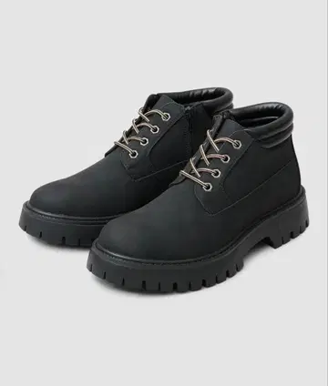 통굽 스타일업 숏 워크 부츠 (사이드 지퍼 사양 인힐 포함)