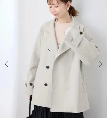 로페피크닉 저지 멜톤 스탠드 카라 미디 기장 코트 라이트 그레이