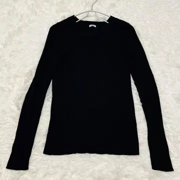 IENA 블랙 울 100% 리브 니트 스웨터 프리 사이즈