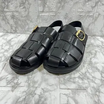 [ 새상품급 ] ZARA 자라 구르카 샌들 블랙 골드 금장 장식 25cm