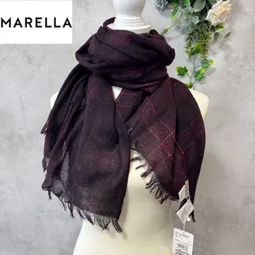 [ 미사용 새상품 ] MARELLA 마렐라 머플러 꽃무늬 체크 스톨