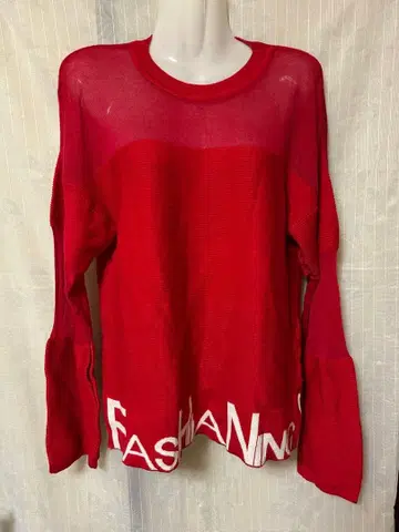 [새상품] 레드 메쉬 긴팔 스웨터