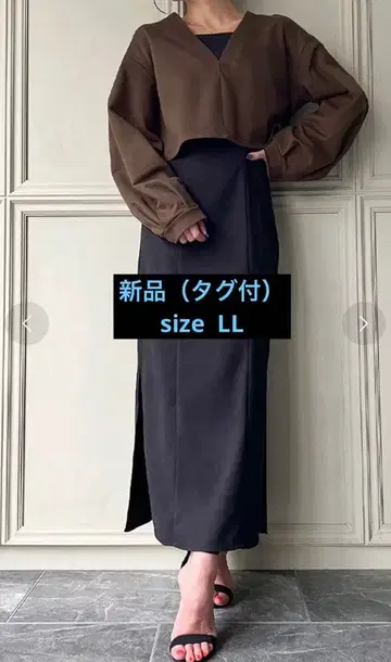 주노아 JUNOAH 스웨이드 느낌 타이트 원피스 set LL