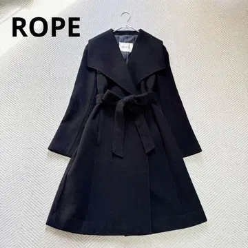 새상품급 ROPE 울 캐시미어 벨티드 코트 여배우 옷깃 롱 코트 블랙 M