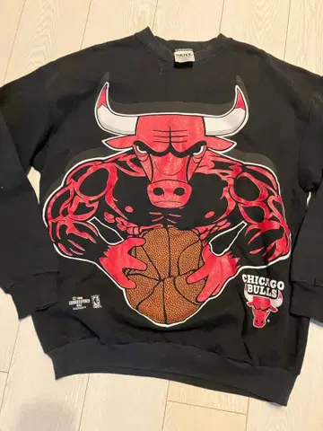 시카고 불스 맨투맨 L 사이즈 블랙 TULTEX