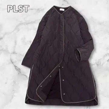 새상품급 PLST 플라스테 퀼팅 코트 파이핑 롱 코트 브라운