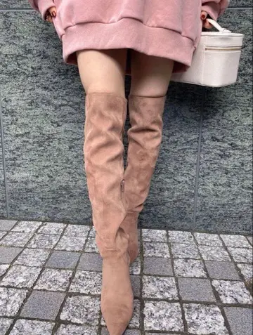 eimy 스트레치 스웨이드 니하이 부츠 모카 S