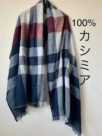 100% 캐시미어 체크 무늬 스톨