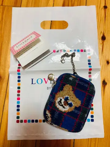 한정판 러브리 바이 페이러 고베 타탄 테디 참 파우치