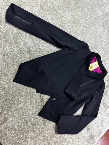 노카라 자켓 블랙 핑크 안감