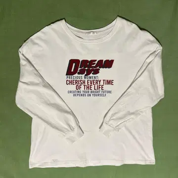 화이트 롱 슬리브 T셔츠 메시지 프린트