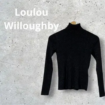 Loulou Willoughby 울 혼방 라메 리브 터틀넥 니트