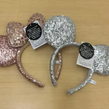 [ 미사용 새상품 ] 미키 귀 머리띠 실버 미니 로즈 골드